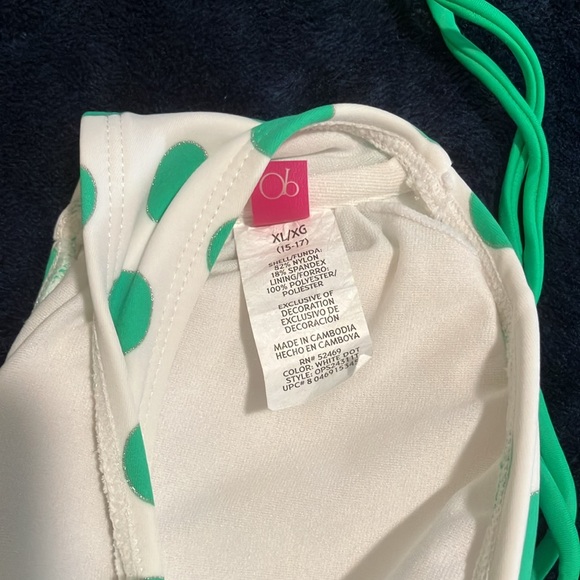 Ocean Pacific Poka Dot Bikini Green on White Size XL 15/17 Juniors - Picture 5 of 5